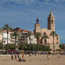 Busy beach of Sitges